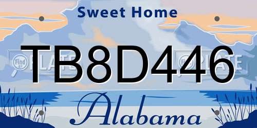 TB8D446 Alabama License Plate