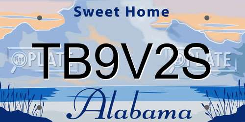 TB9V2S Alabama License Plate