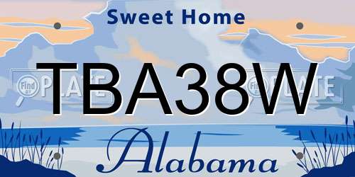 TBA38W Alabama License Plate