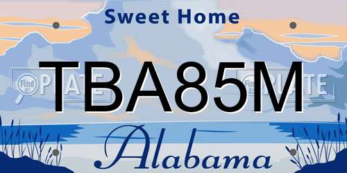 TBA85M Alabama License Plate