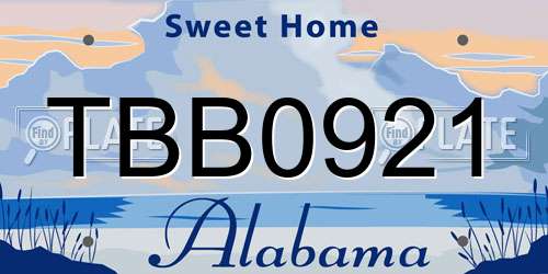 TBB0921 Alabama License Plate