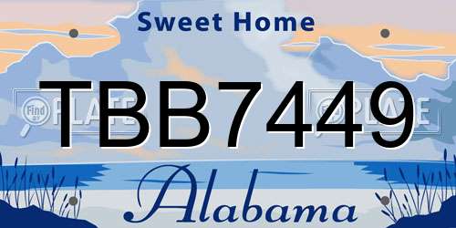 TBB7449 Alabama License Plate