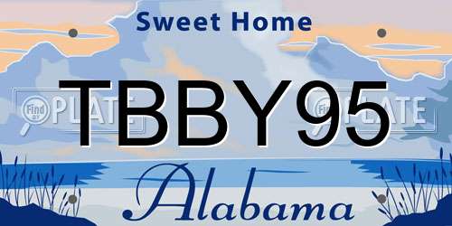 TBBY95 Alabama License Plate