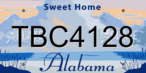 TBC4128 Alabama License Plate