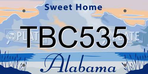 TBC535 Alabama License Plate