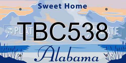 TBC538 Alabama License Plate
