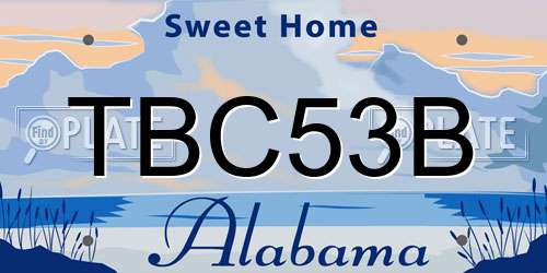 TBC53B Alabama License Plate