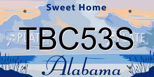 TBC53S Alabama License Plate