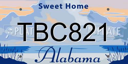 TBC821 Alabama License Plate