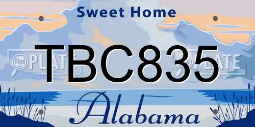 TBC835 Alabama License Plate