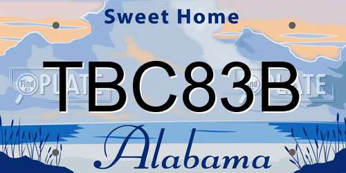 TBC83B Alabama License Plate