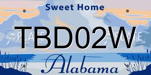 TBD02W Alabama License Plate