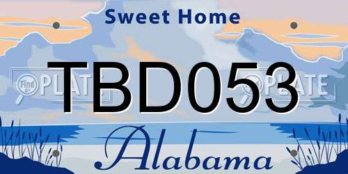 TBD053 Alabama License Plate