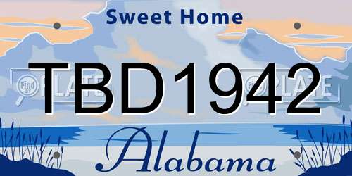 TBD1942 Alabama License Plate