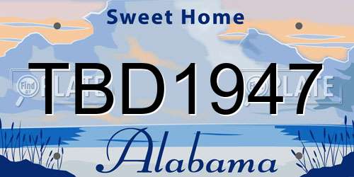 TBD1947 Alabama License Plate