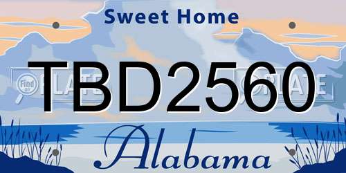 TBD2560 Alabama License Plate