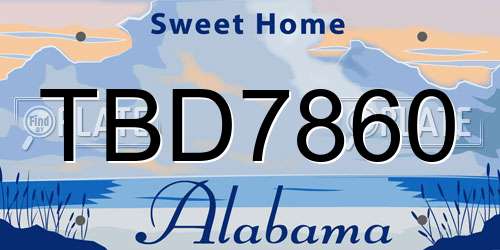 TBD7860 Alabama License Plate