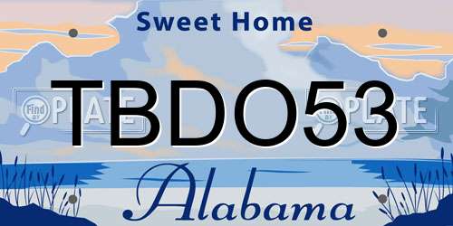 TBDO53 Alabama License Plate