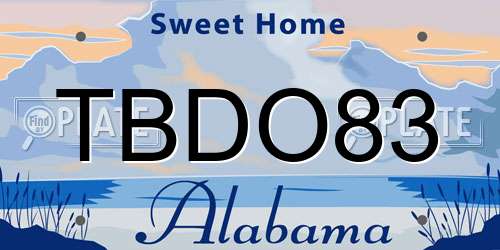 TBDO83 Alabama License Plate