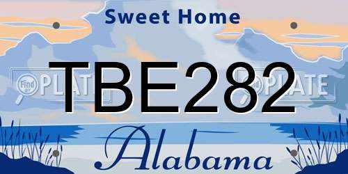 TBE282 Alabama License Plate