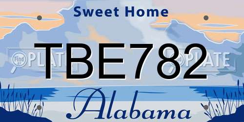 TBE782 Alabama License Plate