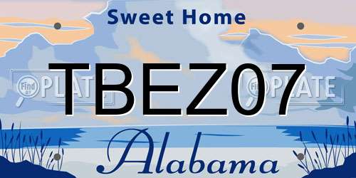 TBEZ07 Alabama License Plate