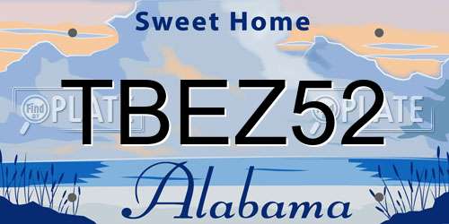 TBEZ52 Alabama License Plate