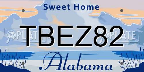 TBEZ82 Alabama License Plate
