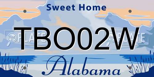 TBO02W Alabama License Plate