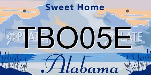 TBO05E Alabama License Plate