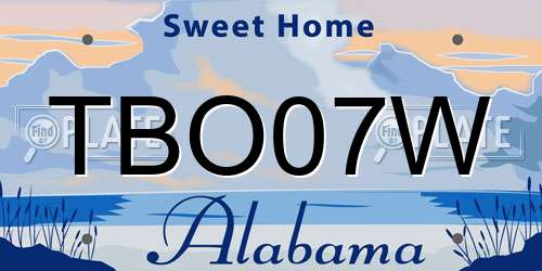 TBO07W Alabama License Plate