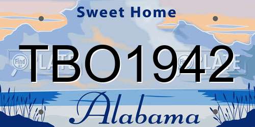 TBO1942 Alabama License Plate