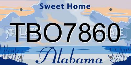 TBO7860 Alabama License Plate