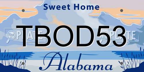 TBOD53 Alabama License Plate