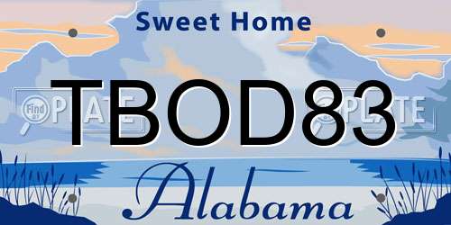 TBOD83 Alabama License Plate