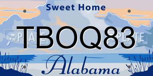 TBOQ83 Alabama License Plate