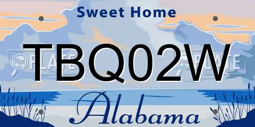 TBQ02W Alabama License Plate