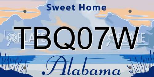 TBQ07W Alabama License Plate