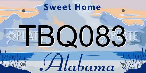TBQ083 Alabama License Plate