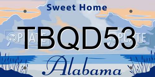 TBQD53 Alabama License Plate