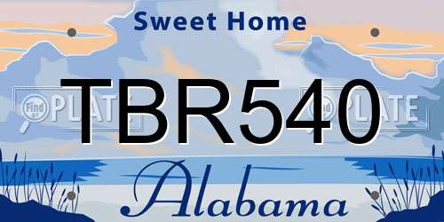 TBR540 Alabama License Plate