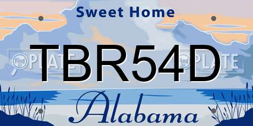 TBR54D Alabama License Plate