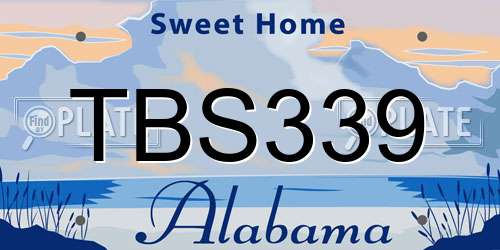 TBS339 Alabama License Plate