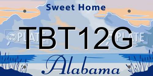 TBT12G Alabama License Plate