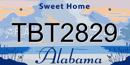 TBT2829 Alabama License Plate