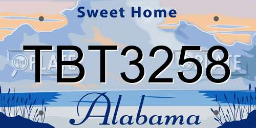 TBT3258 Alabama License Plate