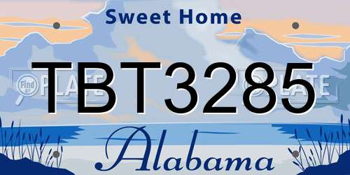 TBT3285 Alabama License Plate