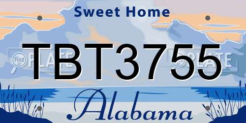 TBT3755 Alabama License Plate
