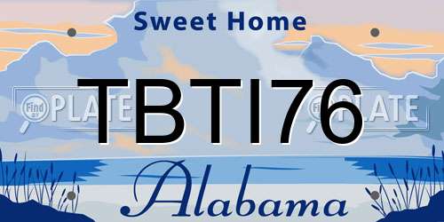 TBTI76 Alabama License Plate