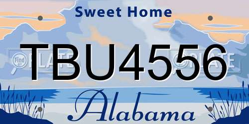 TBU4556 Alabama License Plate